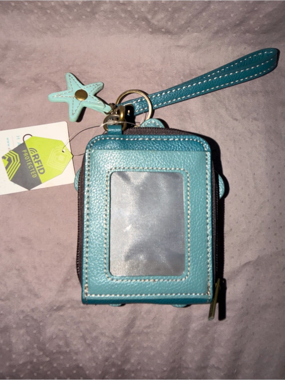 NWT Chala Sea Turtle RFID Cute-C Wallet Wristlet Teal Turquoise Card Holder - Picture 3 of 7